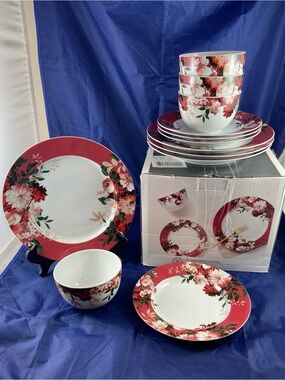 Martha Stewart Collection Floral 12-Pc. Dinnerware Set